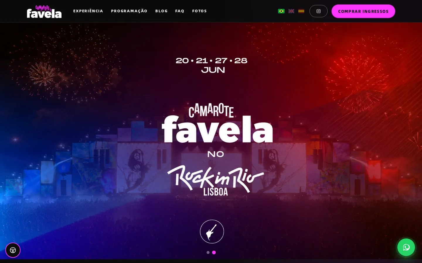 Site da Camarote Favela 2027 criado pela Improvement