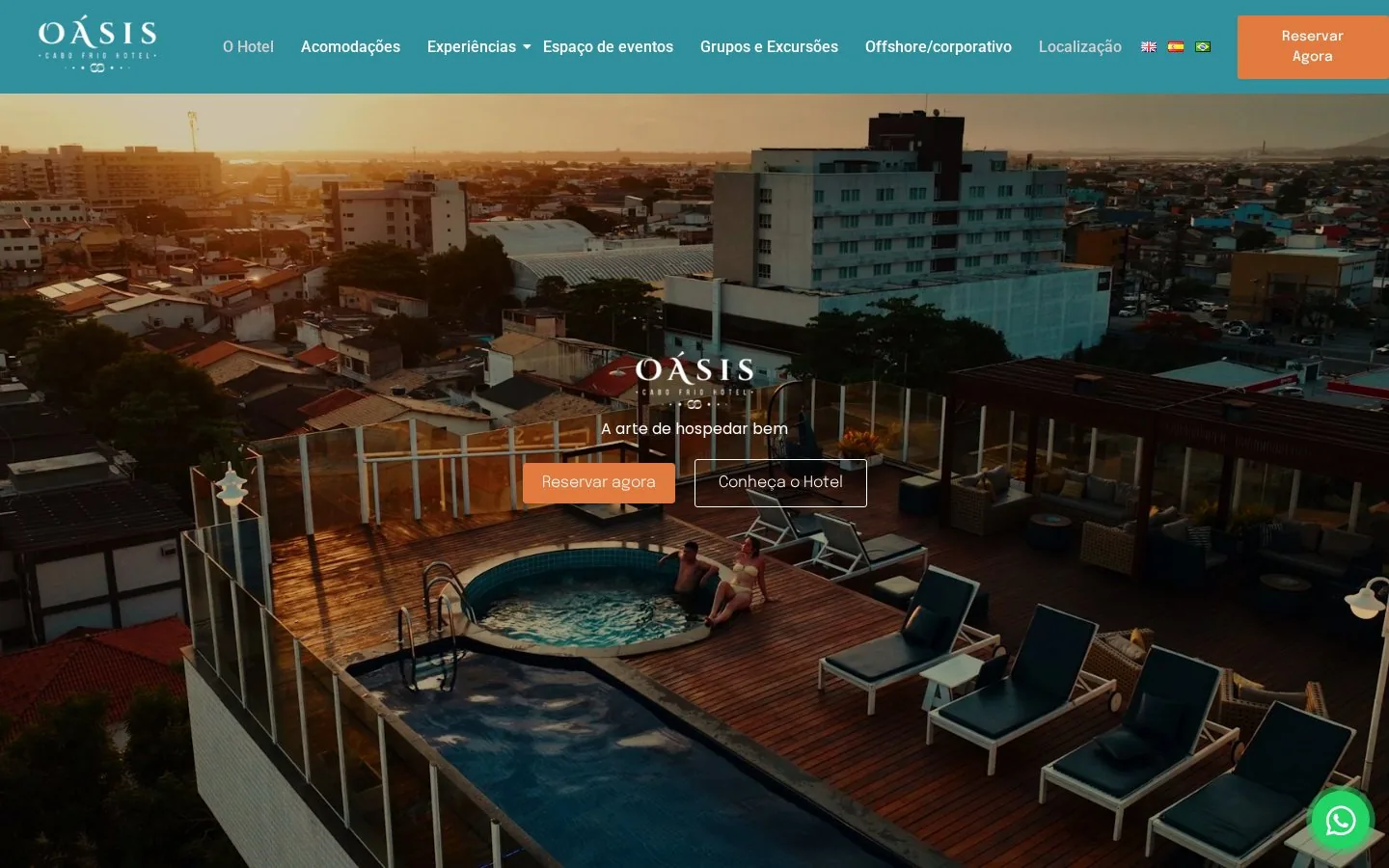 Site da Oásis Cabo Frio Hotel criado pela Improvement