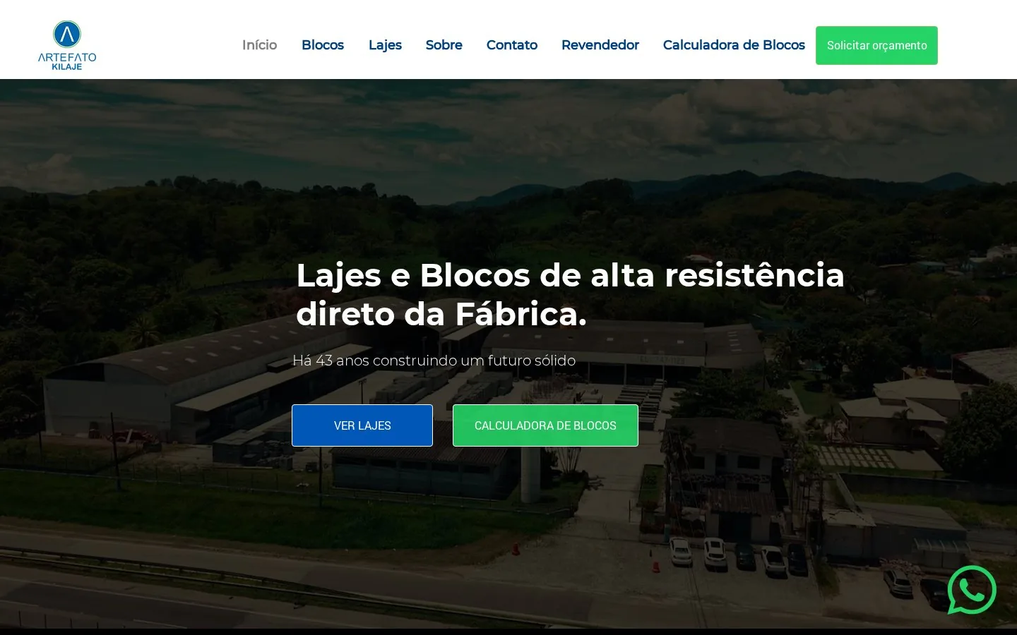 Site da Artefatos Kilaje criado pela Improvement